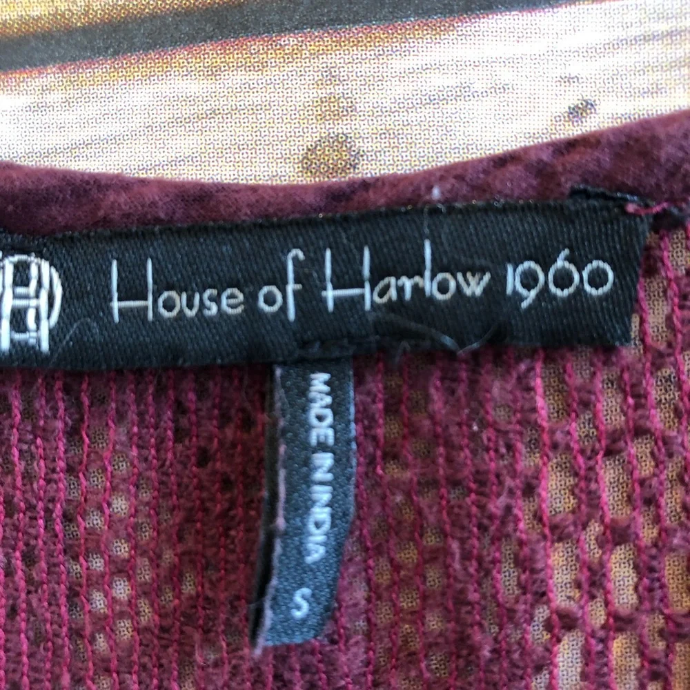 House Of Harlow 1960 Sheer Crochet Lace Burgundy Mini Dress Size Small